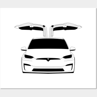 Tesla Model X Grill Black Outline Posters and Art